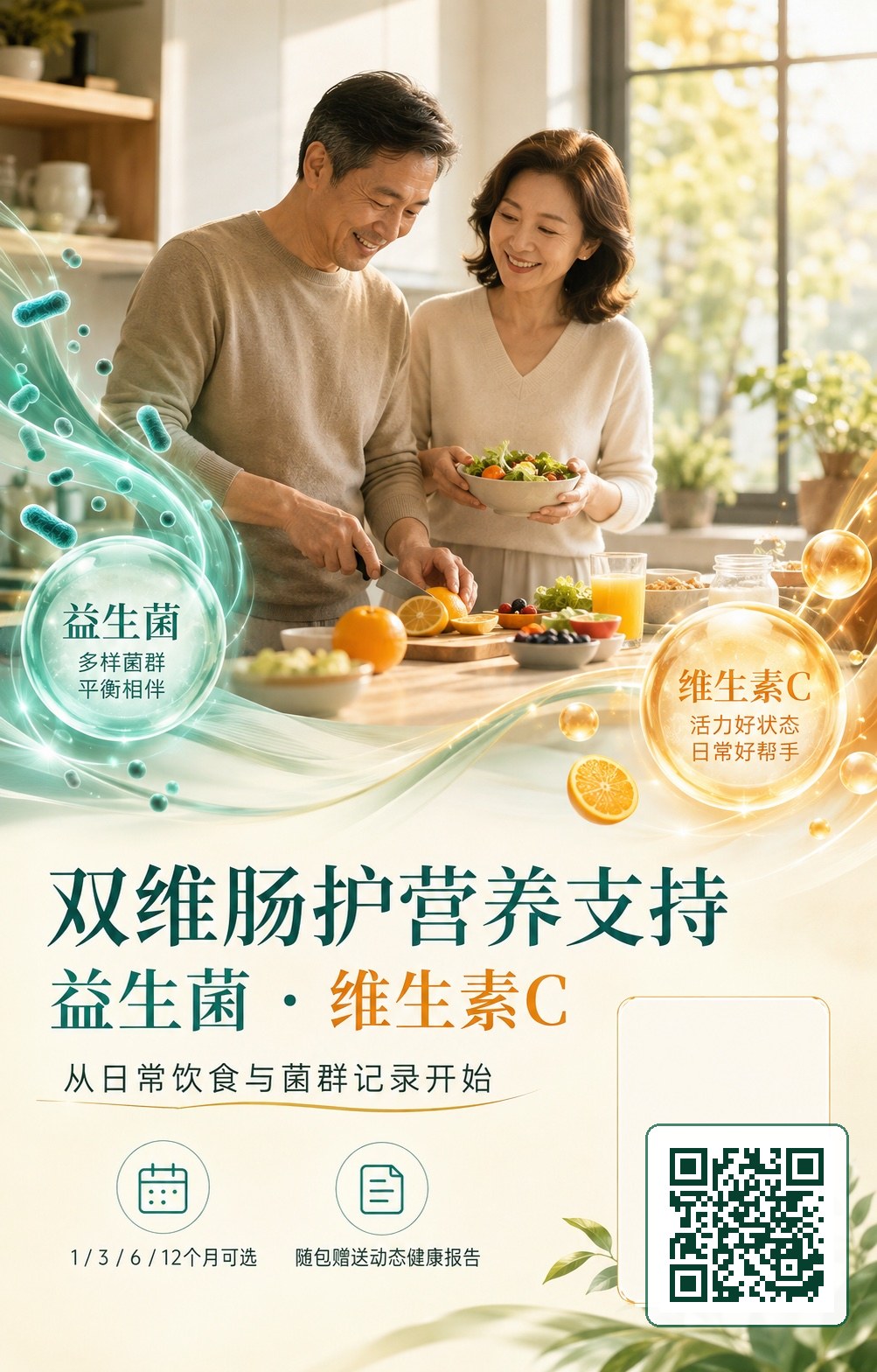 益生菌·维生素C双维肠护营养支持服务包 分享海报（含个人二维码）