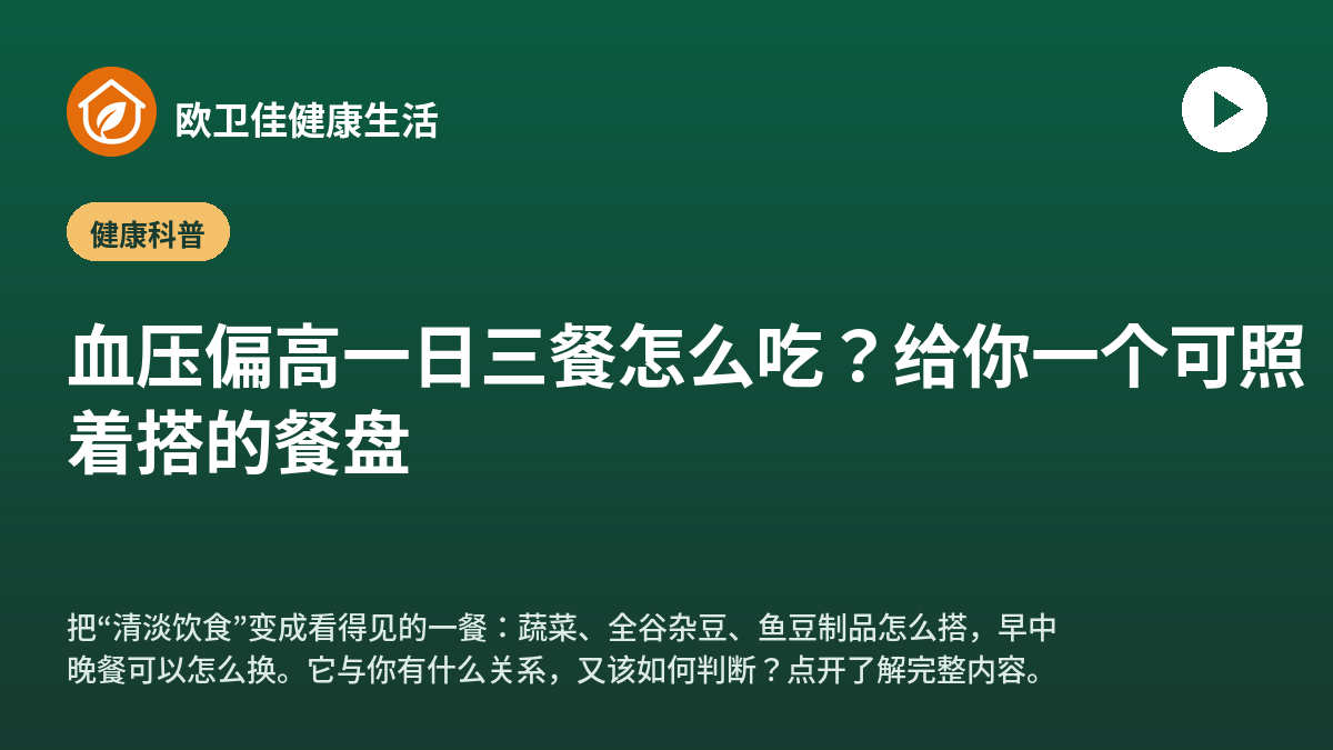 血压偏高一日三餐怎么吃？给你一个可照着搭的餐盘